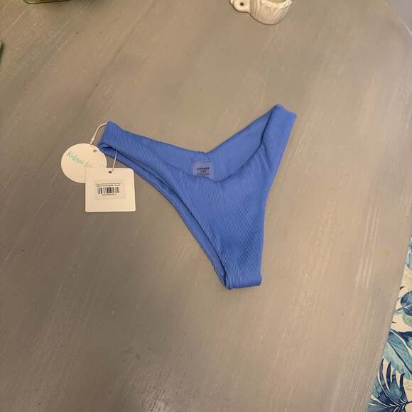 Kulani Kinis Other - Kulani Kinis Minimal Cheeky Bikini Bottom in Breezy Blue Ribbed